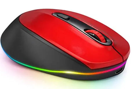 24g lightweight wireless mouse for laptops in various colours, shown with USB charging cable.