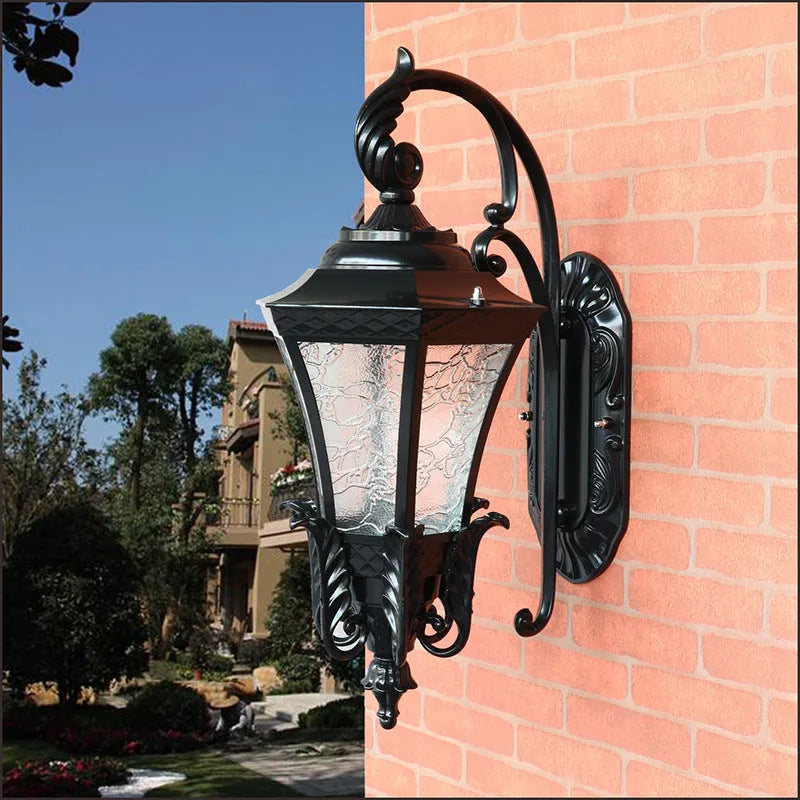 European-style solar outdoor wall light in black or bronze with remote control