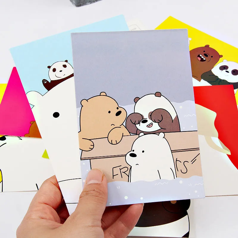 Nine postcards with retro Paris tower historic site style and Japanese minimalist cartoon designs