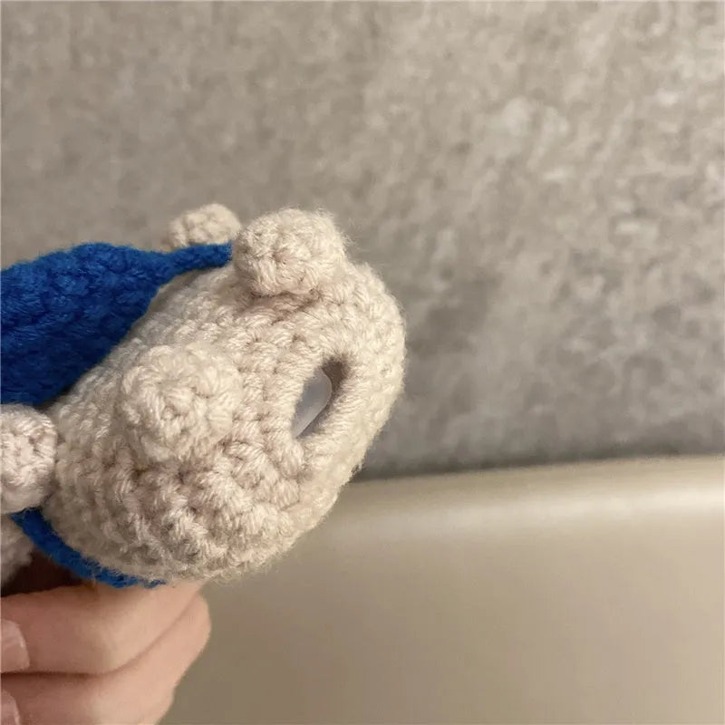 Handmade knitted backpack AirPods case with koala bear ears for multiple generations