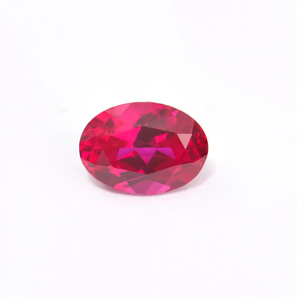 Cultivated ruby gemstone in pigeon blood red colour showing multiple cut options