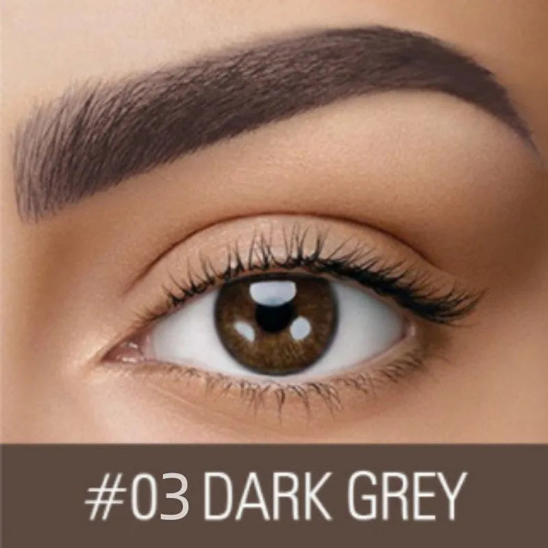 Brow cream tube in dark grey and golden yellow shades for waterproof, quick-drying eyebrow definition