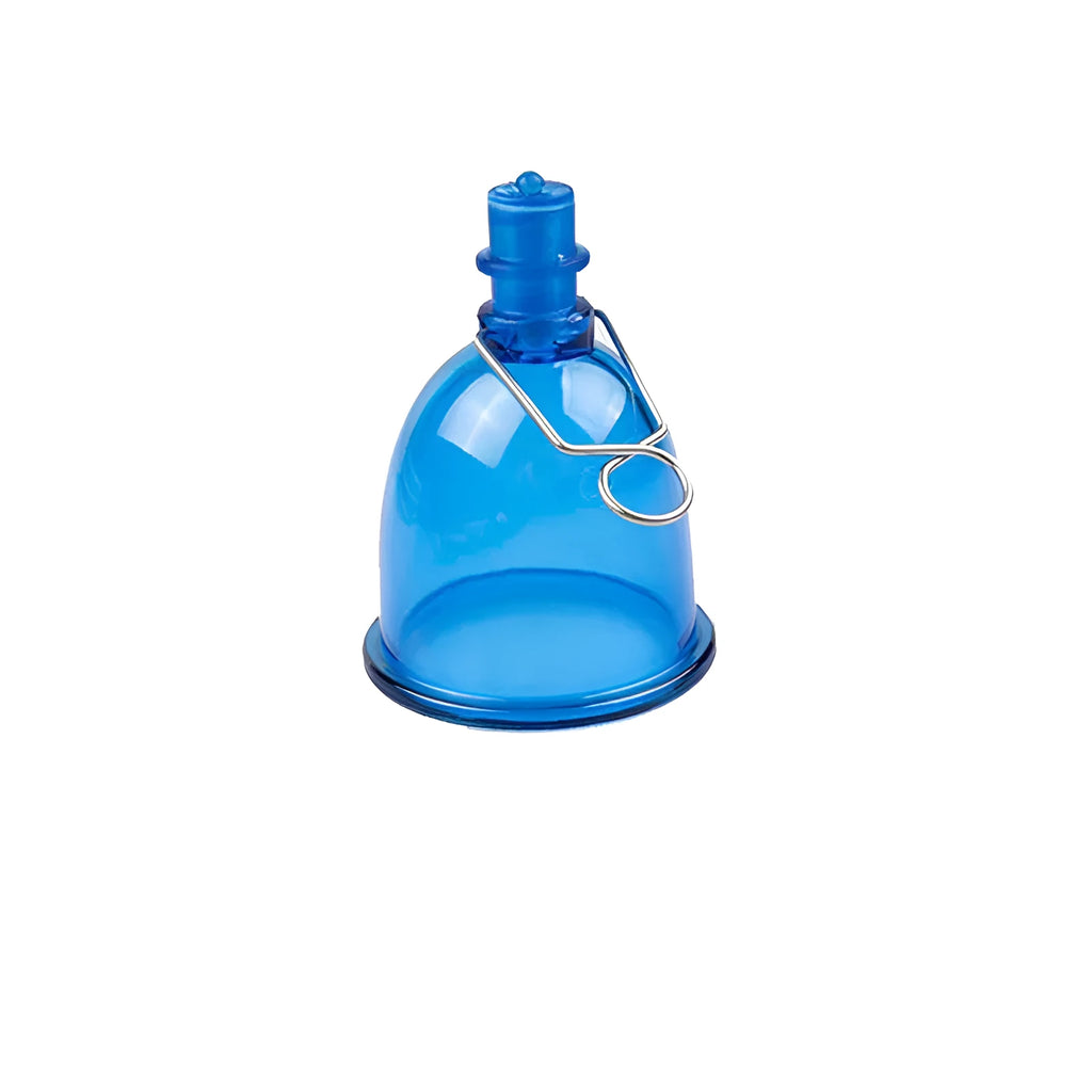 Blue silicone men's physical stretch exerciser cup in small, medium, and large sizes