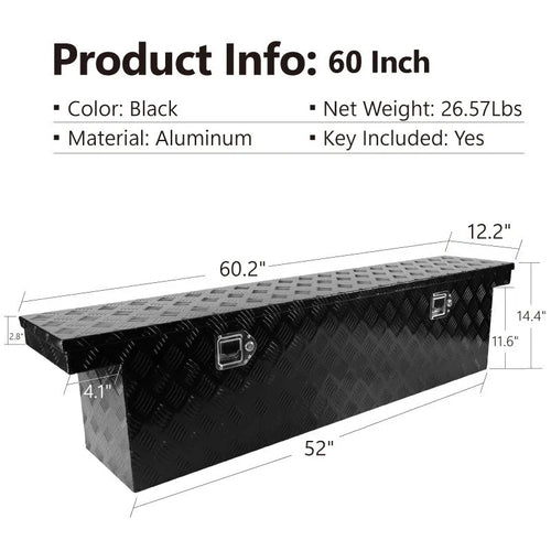 26-inch black aluminium alloy toolbox with T casting construction and lockable latches