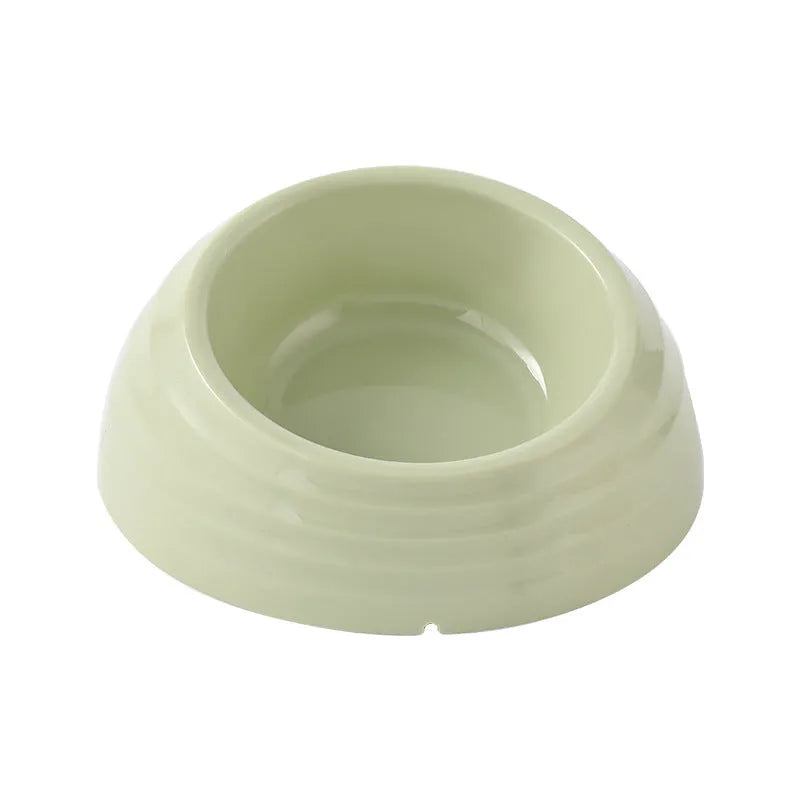 Stainless steel cat bowl with food divider and plastic non-slip base in beige colour