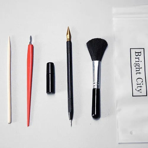 Scraping painting tool set with healing pen, small 14.5cm scraper, white card paper, and photo frame display accessories