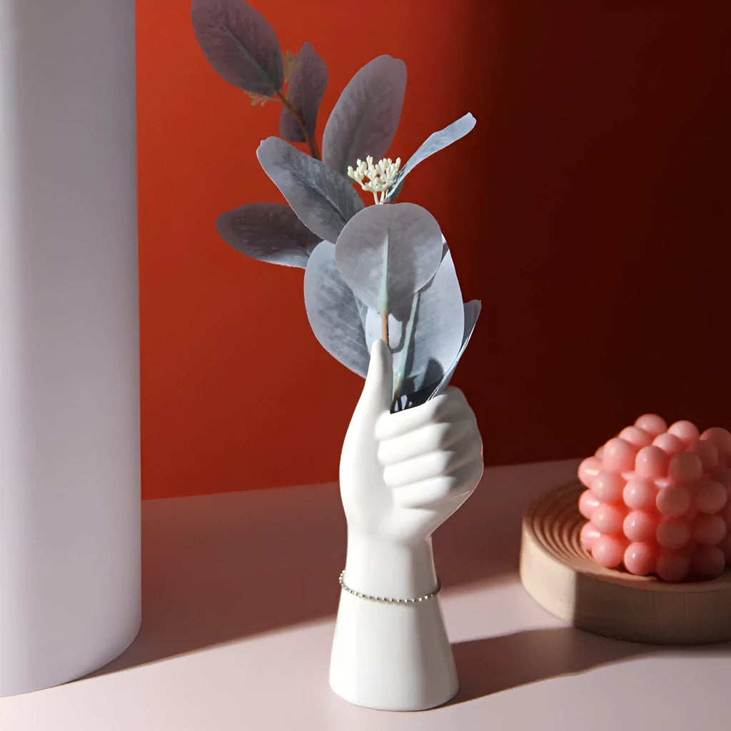 Ceramic human body figurine vase with colour glaze finish, 19cm girl style, on a shelf