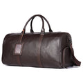 Men's black leather excursion bag with single strap showing 44cm length