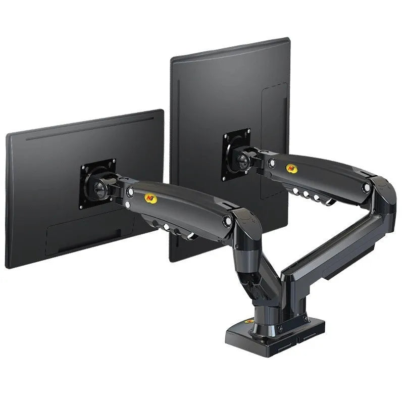 Dual screen monitor mounting bracket with VESA compatibility for 75-100mm patterns and lifting height adjustment