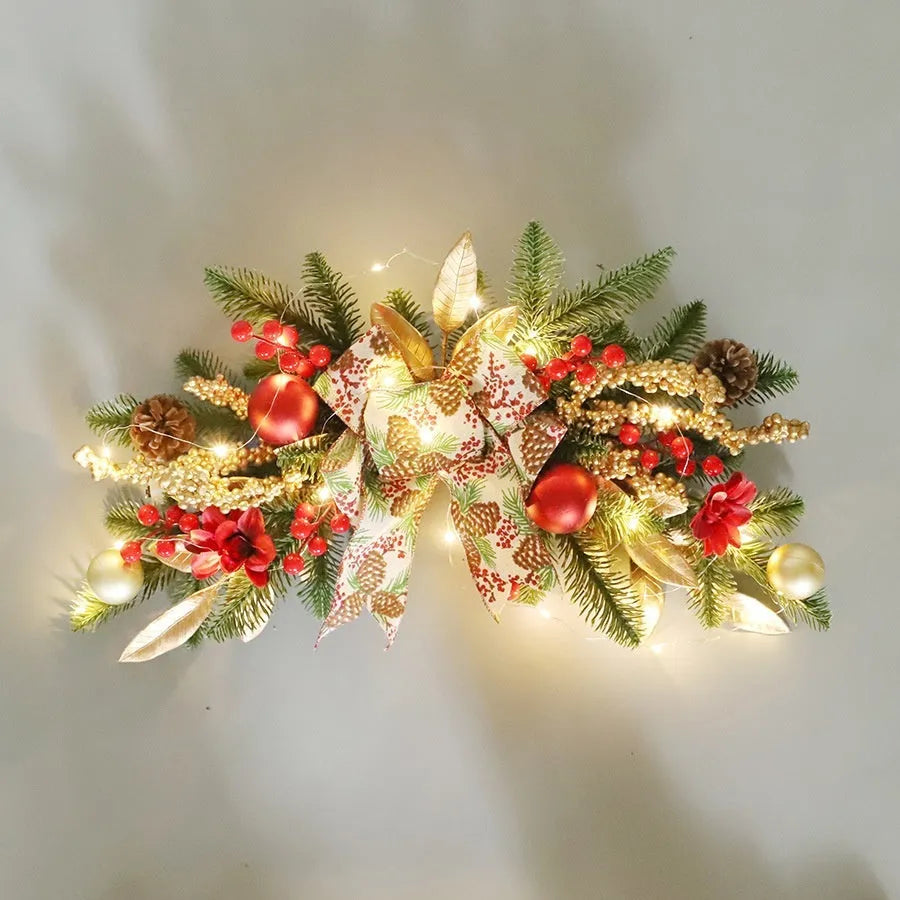 Plastic Christmas garland decorations in American country style with optional lighting