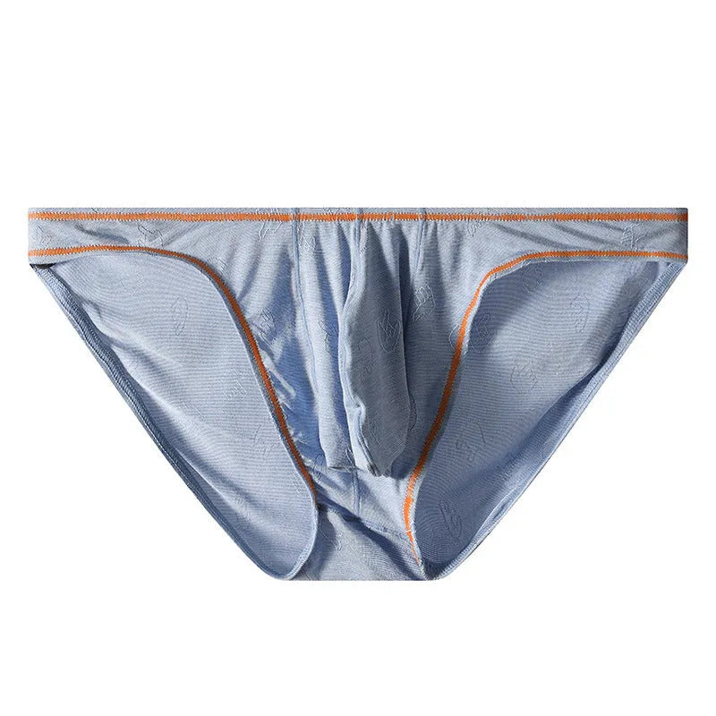 Men's dark grey modal hip-lift underwear with knitted ice silk fabric on a mannequin.