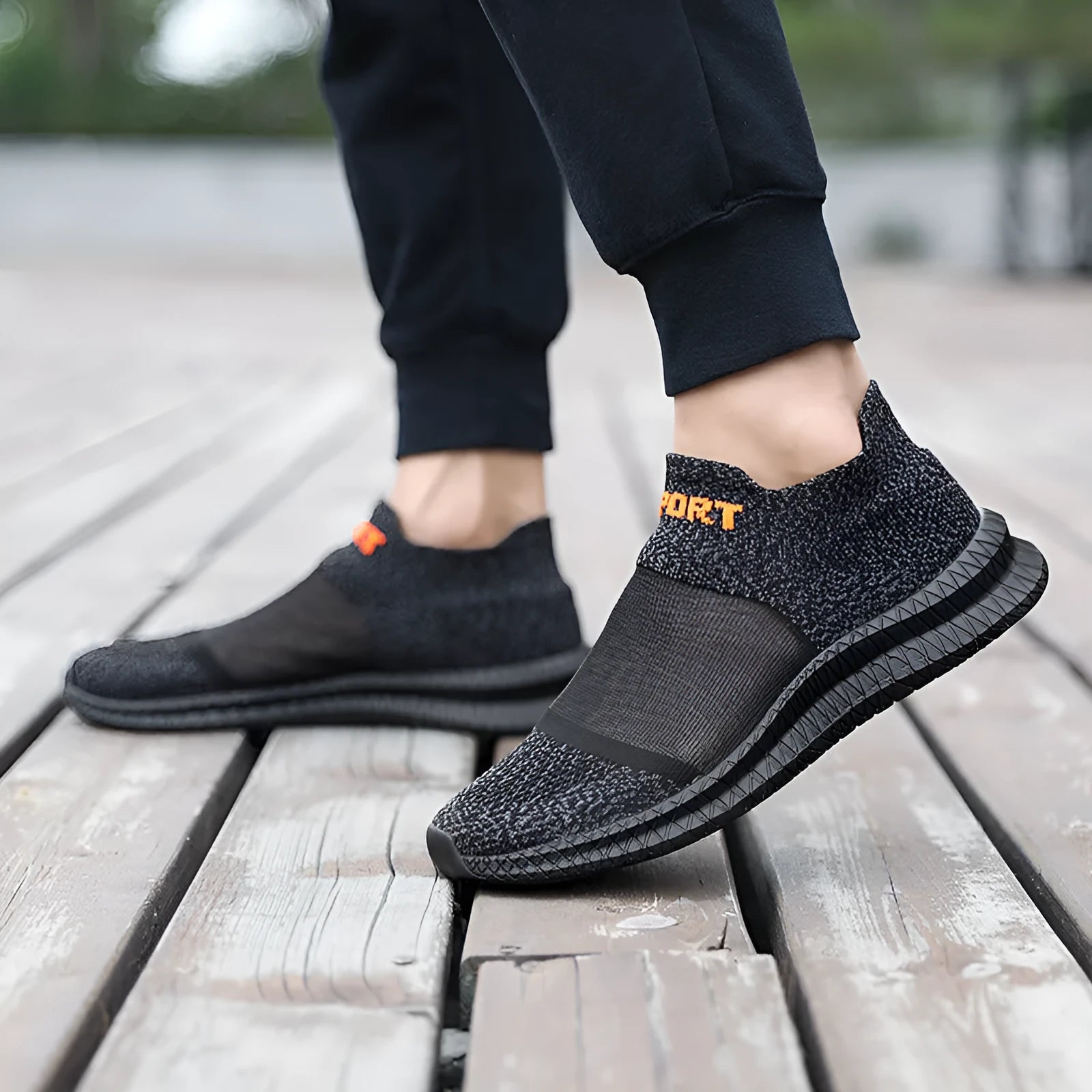 Flyknit breathable sock shoes in low-top lace-up design with round toe and tassel details