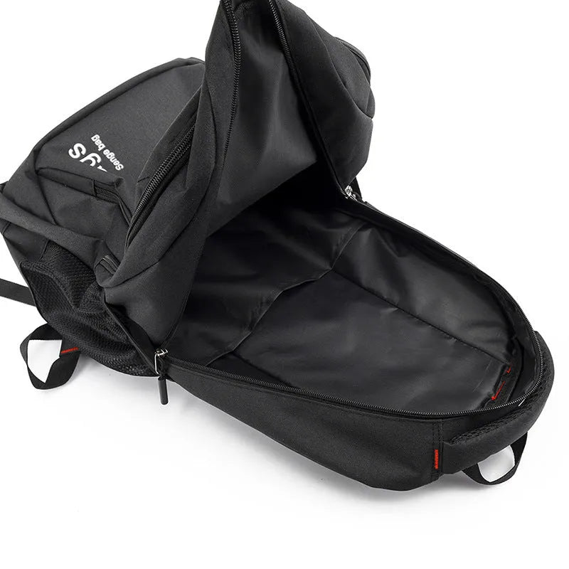 Street style nylon travel backpack in four colours with laptop compartment and internal organisers.