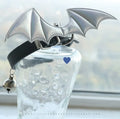 Dog collar with small devil wings design in patent leather satin material