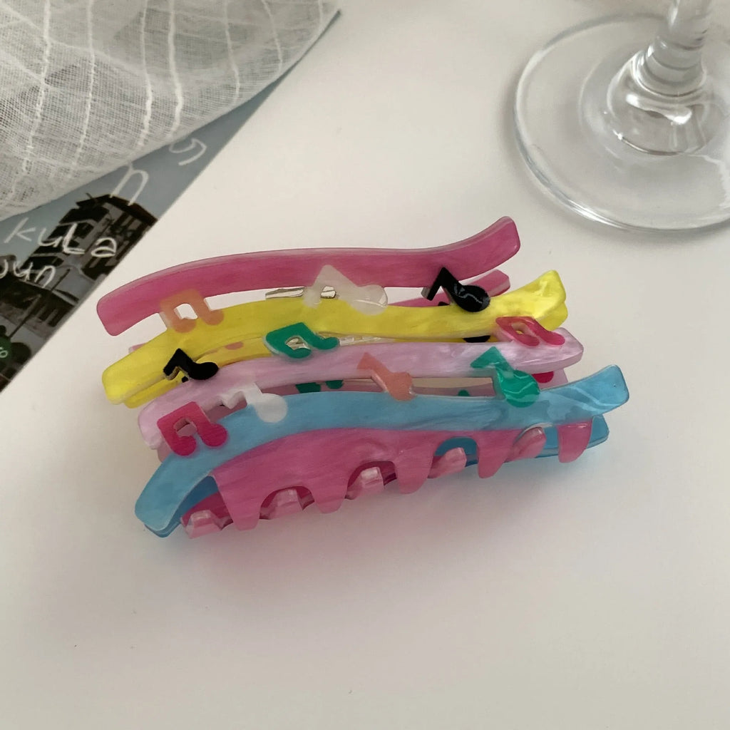 Acrylic candy color wave mixed color notes hair grip for women fashion OL style