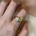 Women's geometric open ring with water drop zircon stone in copper