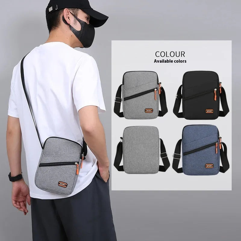 Oxford cloth crossbody commuter bag in black, navy blue or silver grey with urban simplicity styling