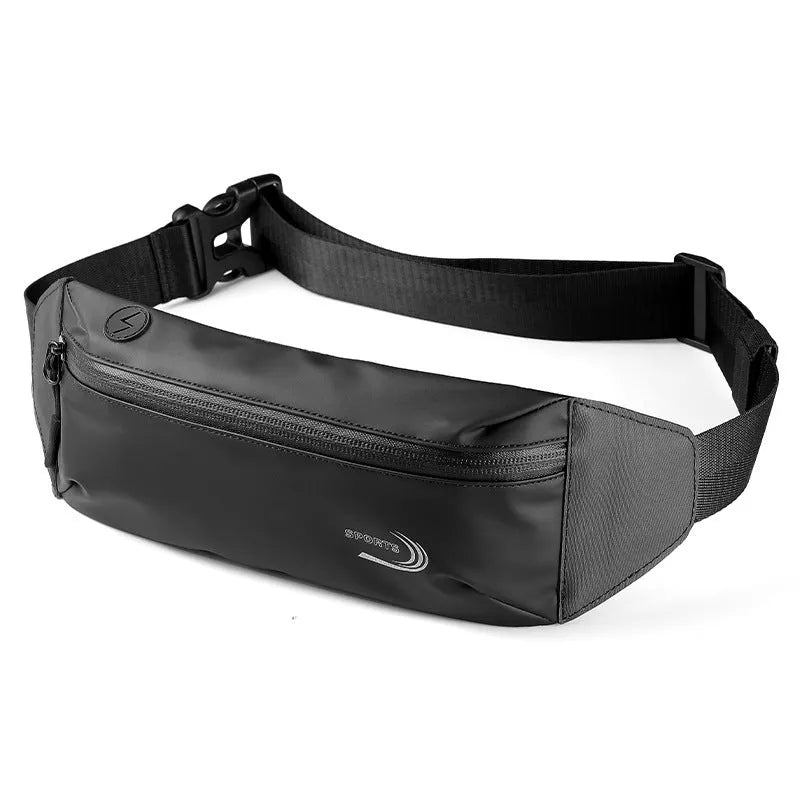Men's solid colour waterproof polyester sports waist bag shown in grey.