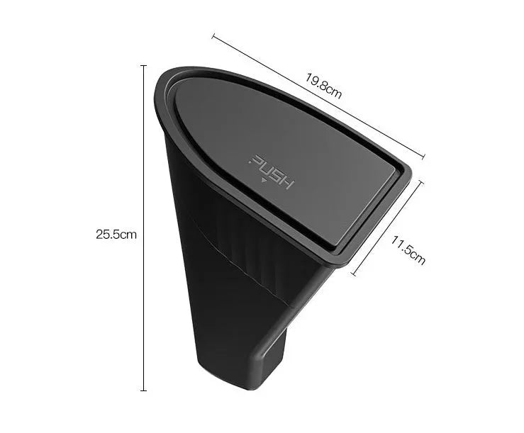 Black ABS plastic storage containers for Tesla Model Y door compartments, 25.5cm size