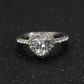Women's heart-shaped crystal wedding ring with electroplated rose gold finish on white copper