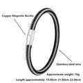 Titanium steel geometric wire bracelet with a magnetic clasp and charm socket.