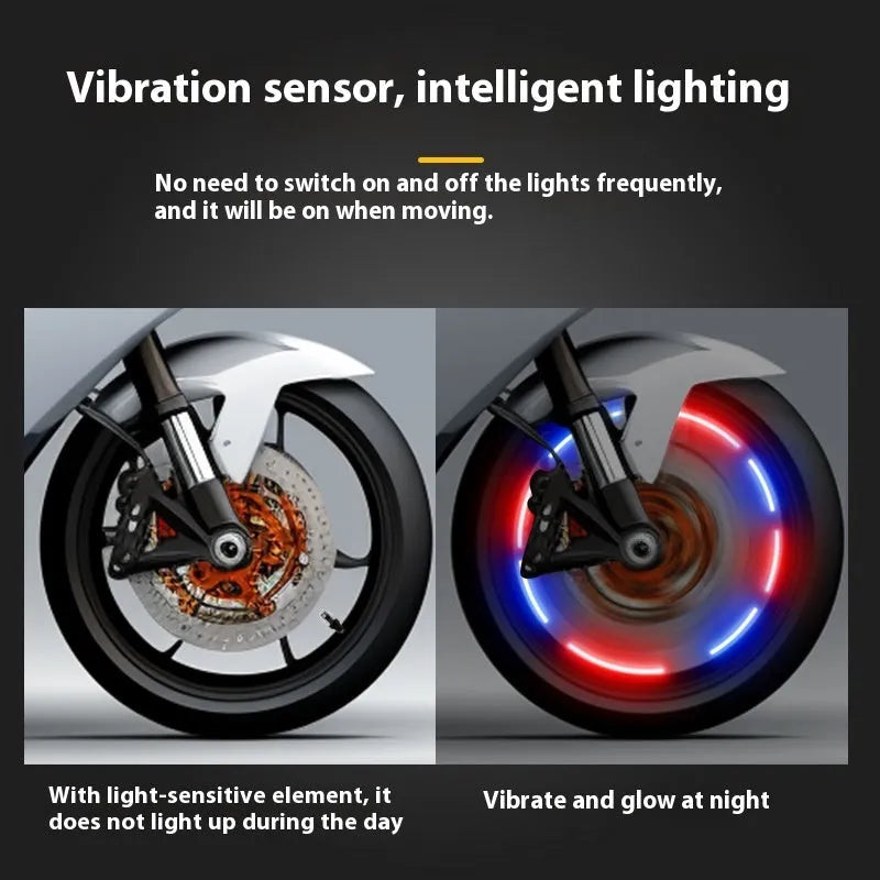Colourful car tyre valve wheel lights in ABS housing with charging cable and bases