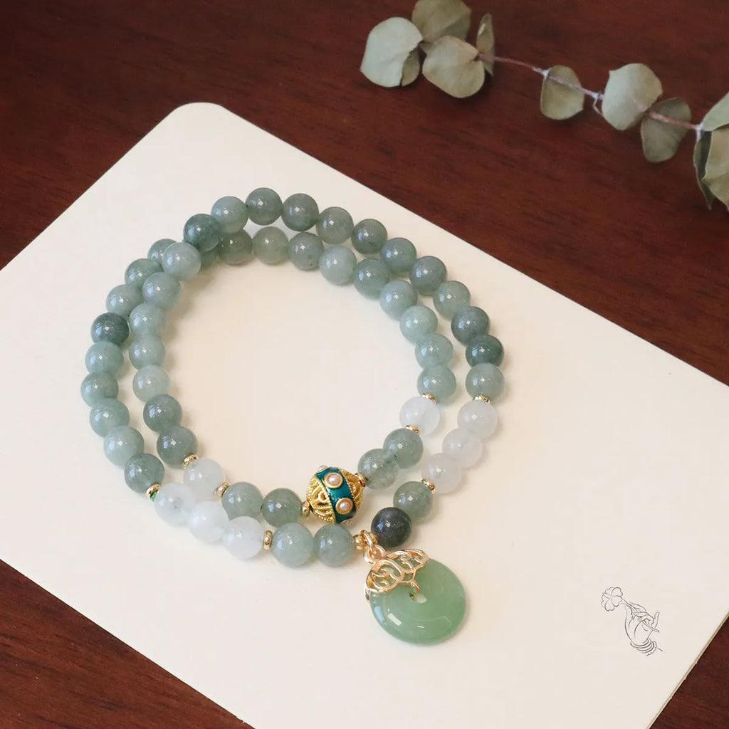 Women's safety buckle bracelet with Myanmar jade geometric pendant in new Chinese style