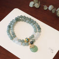 Women's safety buckle bracelet with Myanmar jade geometric pendant in new Chinese style