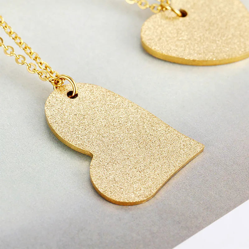 Geometric heart-shaped titanium steel pendant necklace on a chain, colour KN25736-Z