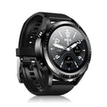 Black smart watch with blood pressure monitoring on silicone strap showing 1.28 inch display