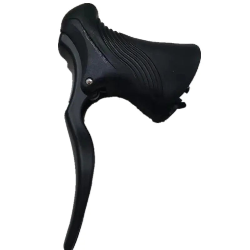 Pair of aluminium alloy road bike brake handles in black silver finish for 22.2mm/23.8mm handlebars.