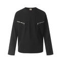 Men's loose fit cotton pullover in black and flower gray colours with long sleeves and retro design