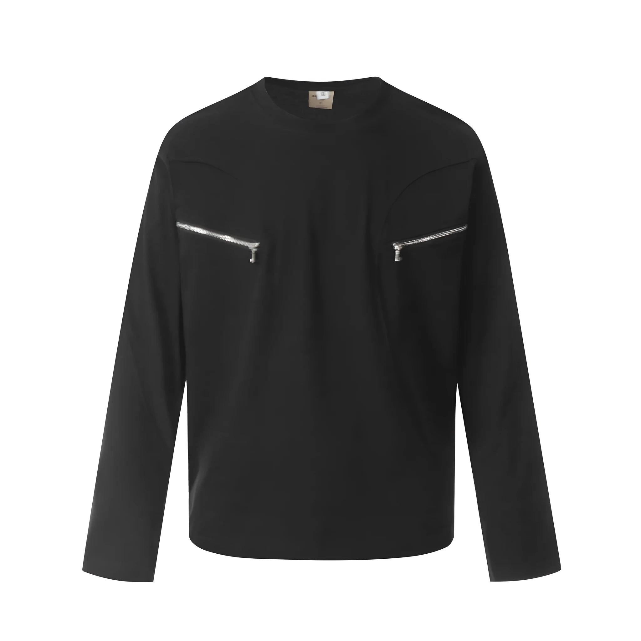 Men's loose fit cotton pullover in black and flower gray colours with long sleeves and retro design