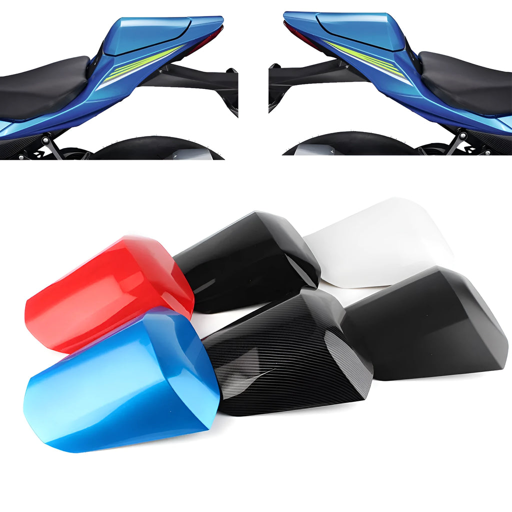 GSXR1000 motorcycle rear cowl seat cover in ABS plastic shown in a choice of colours.