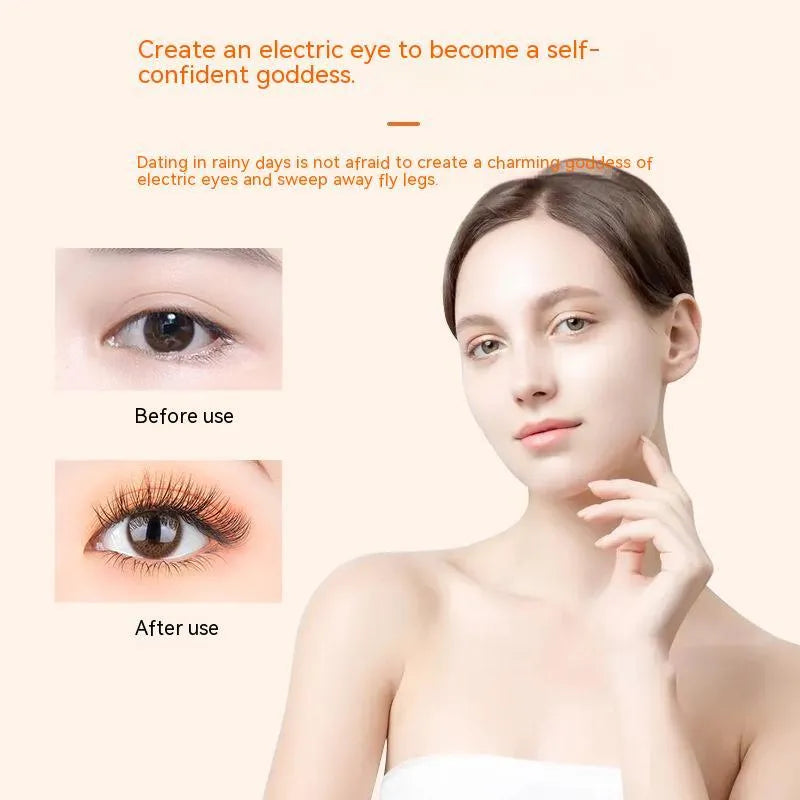 Electric eyelash curler with three-speed temperature control, plastic body and silicone pad, USB charging, available in pink or white