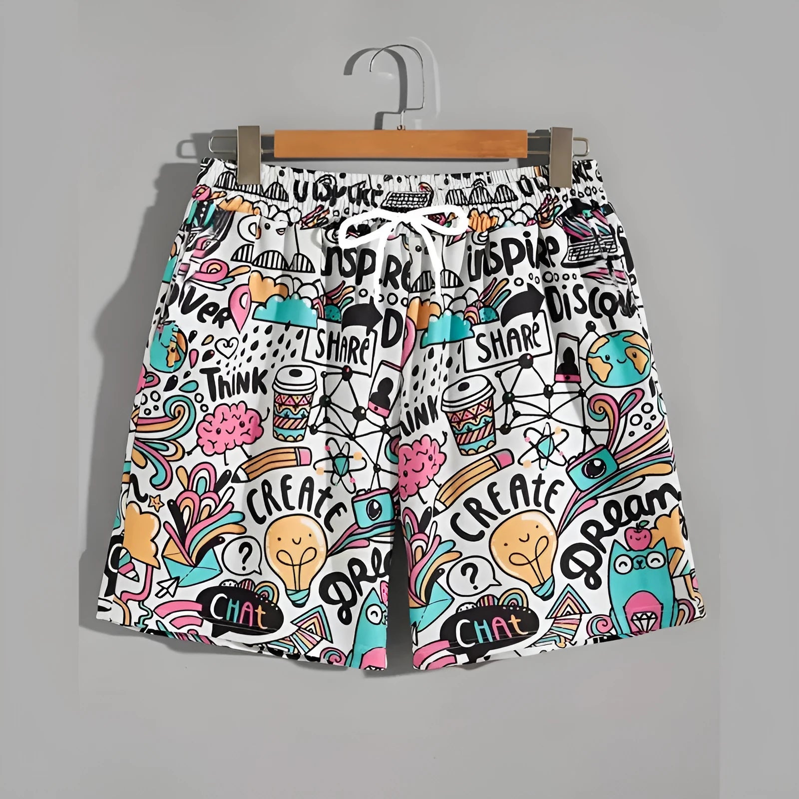 Men's loose-fit polyester summer shorts for beach leisure wear in various colours and sizes
