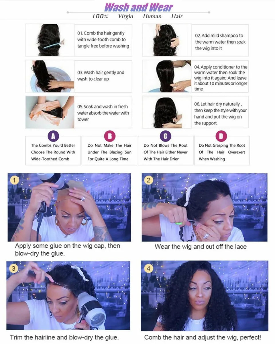 Body wave human hair lace front wig in real hair shown with straight bangs.