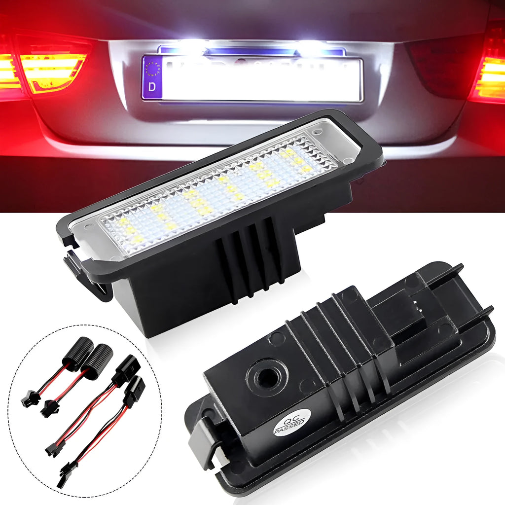 Volkswagen LED licence plate light unit for Golf, Polo, Phaeton models with 24 SMD LEDs.