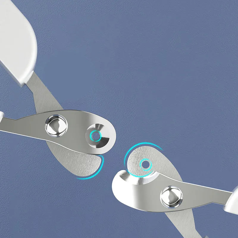 Professional pet nail clippers with curved tips and ergonomic rubber-coated handles in grey colour