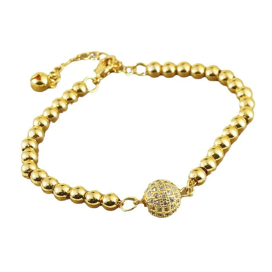 Women's Arabic style copper bracelet with heart-shaped zircon stone decoration