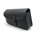 Black PU leather motorcycle swingarm bag mounted on Harley Sportster side storage
