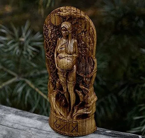 A detailed resin sculpture of a Greek goddess statue, 22 centimetres tall, for garden or altar decoration.