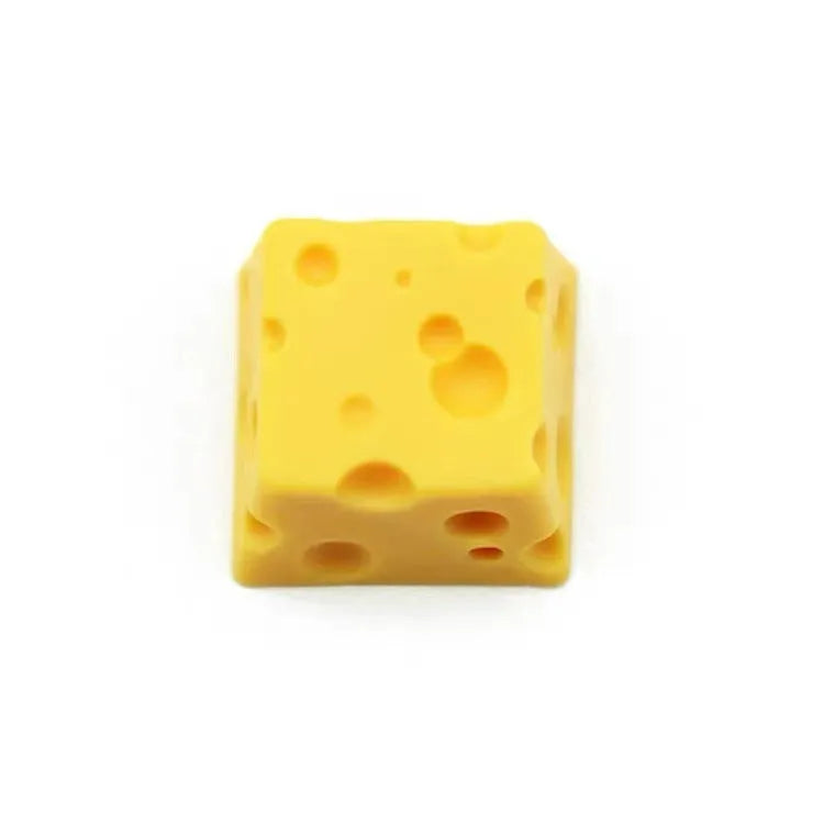 Yellow handmade resin cheese key cap for mechanical keyboards with detailed sculpted design