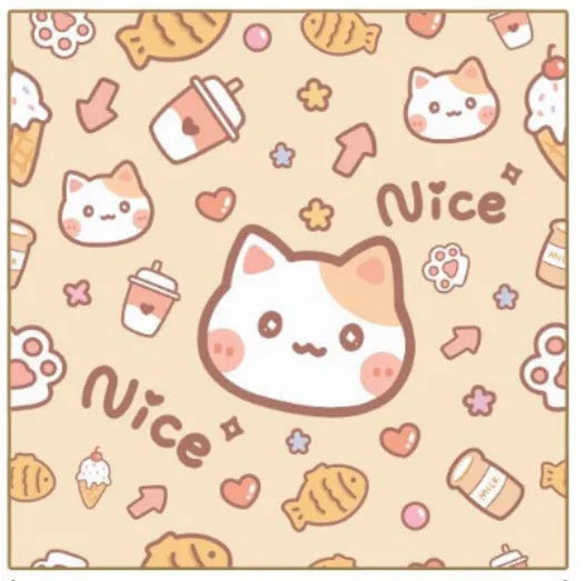 Cartoon printed cat cosmetic bag in nylon with colourful animal design showing size options