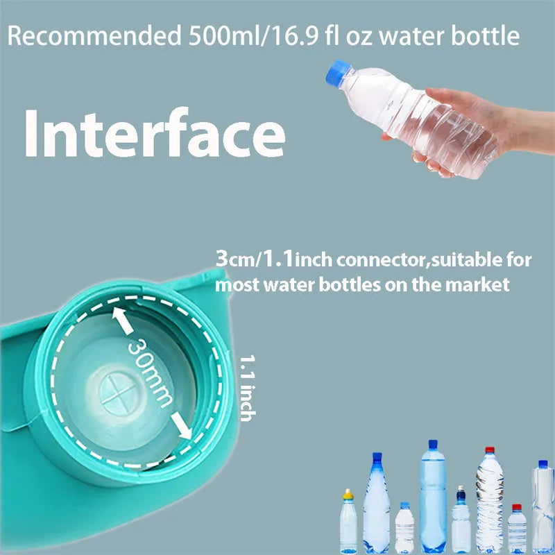 Portable dog drinking bowl in blue, 125x95x40mm, ABS material, slow-flow valve for outdoor dog feeding