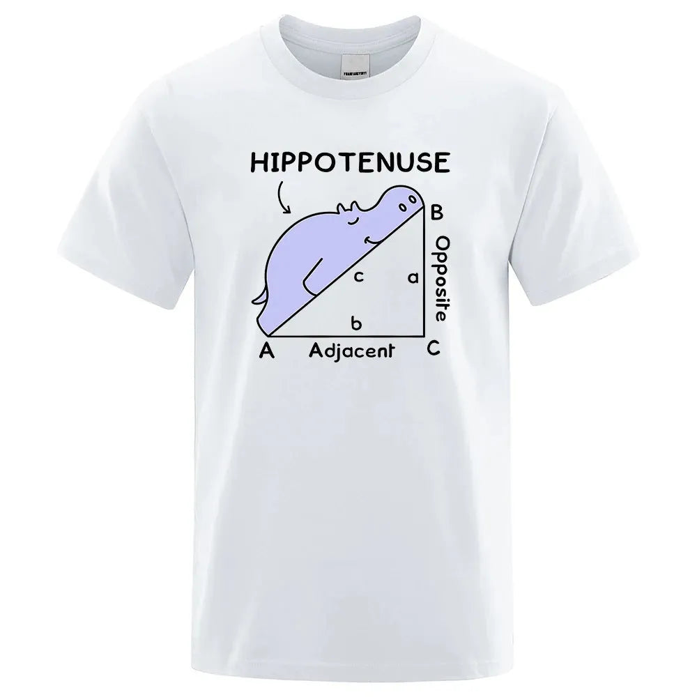 Cotton T-shirt with Hippotenuse Opposite Adjacent funny graphic print in loose pullover style