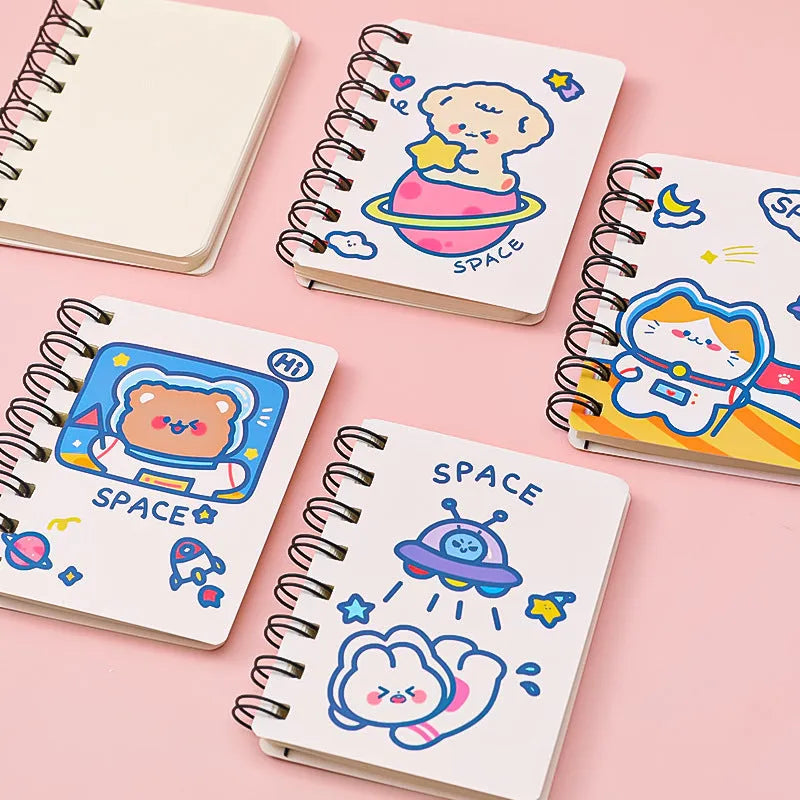Astronaut series pocket flipper notebook in 10.5cm by 8cm size showing one of four cover design options.