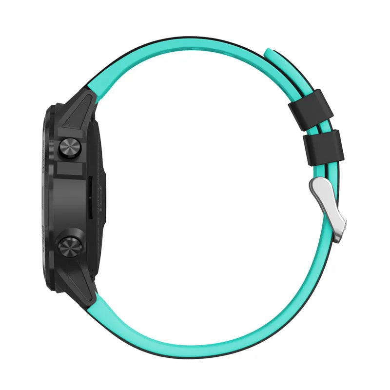 Outdoor sports smart watch with 1.3-inch screen and blue silicone strap showing step count display.