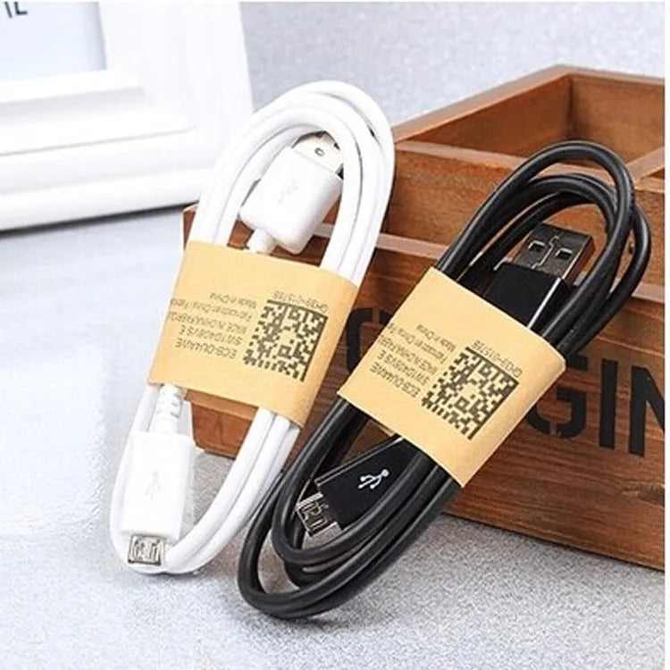 Android Micro USB data charging cable black white 1 metre length