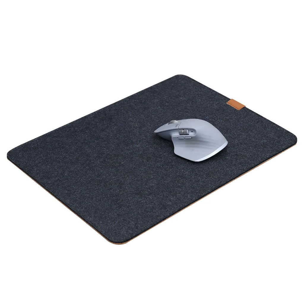 Japanese-style felt cork oversized desk mat mouse pad in black and grey pattern showing 5mm thickness